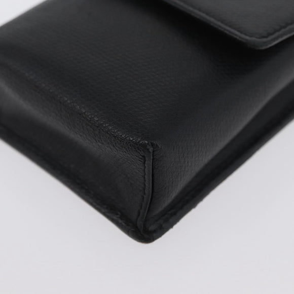 CHANEL Cigarette Case Leather Black Gold CC Auth SW2330A