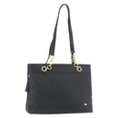 BALLY Quilted Shoulder Bag Leather Navy Gold Auth SW2333A-1