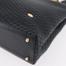 BALLY Quilted Shoulder Bag Leather Navy Gold Auth SW2333A-14