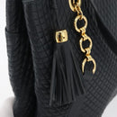 BALLY Quilted Shoulder Bag Leather Navy Gold Auth SW2333A-10