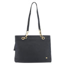 BALLY Quilted Shoulder Bag Leather Navy Gold Auth SW2333A-13