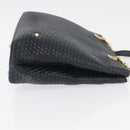 BALLY Quilted Shoulder Bag Leather Navy Gold Auth SW2333A-3