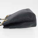 BALLY Quilted Shoulder Bag Leather Navy Gold Auth SW2333A-4