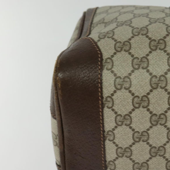 GUCCI GG Supreme Web Sherry Line Hand Bag PVC Beige Gold Red Auth sw234