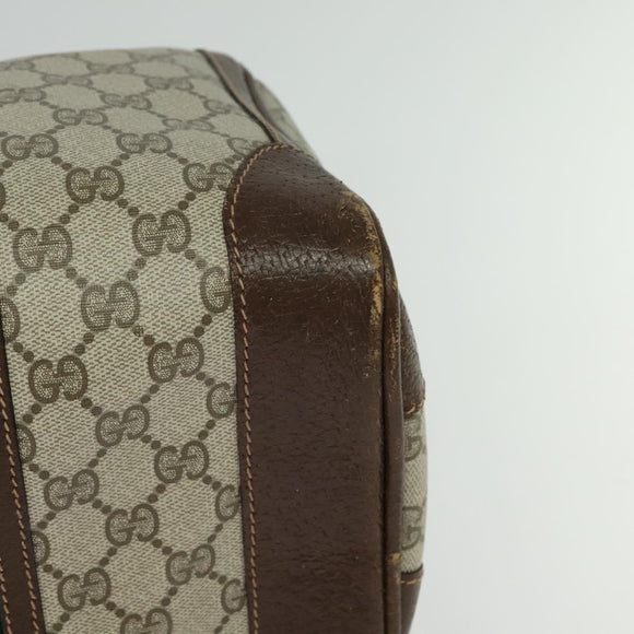 GUCCI GG Supreme Web Sherry Line Hand Bag PVC Beige Gold Red Auth sw234