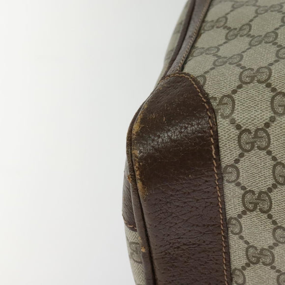 GUCCI GG Supreme Web Sherry Line Hand Bag PVC Beige Gold Red Auth sw234