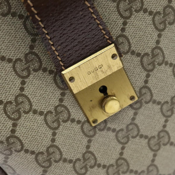 GUCCI GG Supreme Web Sherry Line Hand Bag PVC Beige Gold Red Auth sw234