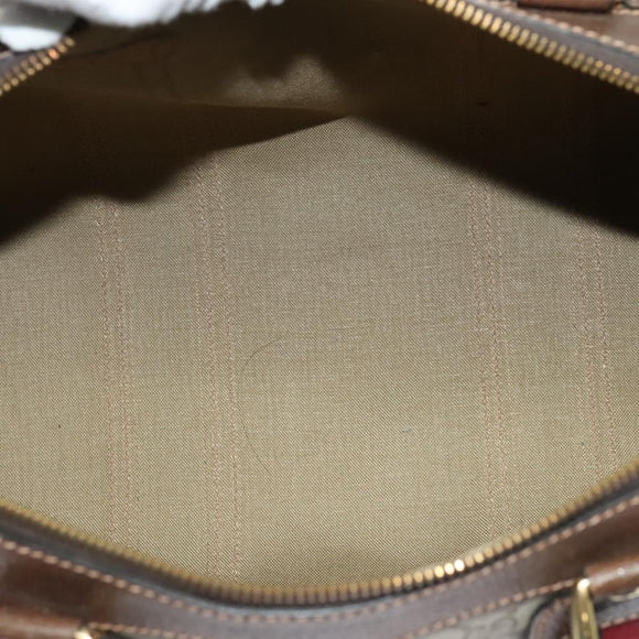 GUCCI GG Supreme Web Sherry Line Hand Bag PVC Beige Gold Red Auth sw234