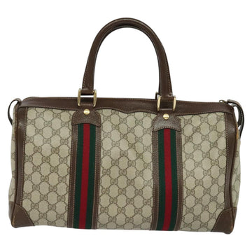 GUCCI GG Supreme Web Sherry Line Hand Bag PVC Beige Gold Red Auth sw234 - 0