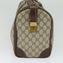 GUCCI GG Supreme Web Sherry Line Hand Bag PVC Beige Gold Red Auth sw234-3