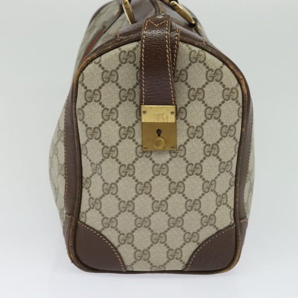 GUCCI GG Supreme Web Sherry Line Hand Bag PVC Beige Gold Red Auth sw234
