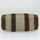 GUCCI GG Supreme Web Sherry Line Hand Bag PVC Beige Gold Red Auth sw234-5
