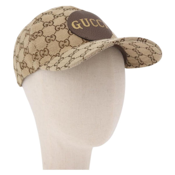 GUCCI GG Canvas Cap Beige 576253 Auth SW2342V
