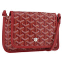 GOYARD Herringbone Shoulder Bag PVC Red Silver Auth SW2347SM-1