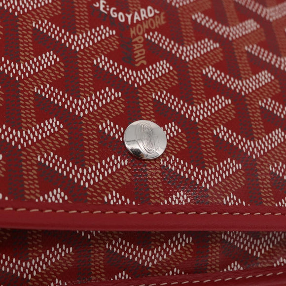 GOYARD Herringbone Shoulder Bag PVC Red Silver Auth SW2347SM