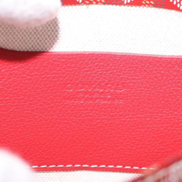 GOYARD Herringbone Shoulder Bag PVC Red Silver Auth SW2347SM