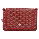 GOYARD Herringbone Shoulder Bag PVC Red Silver Auth SW2347SM-13