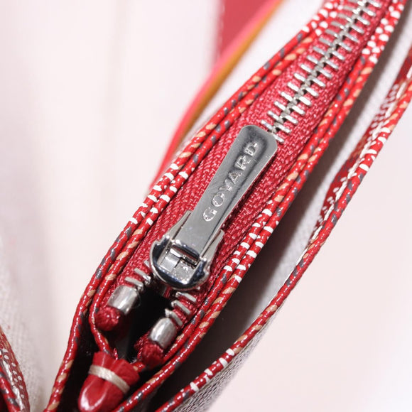 GOYARD Herringbone Shoulder Bag PVC Red Silver Auth SW2347SM