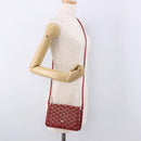 GOYARD Herringbone Shoulder Bag PVC Red Silver Auth SW2347SM-24