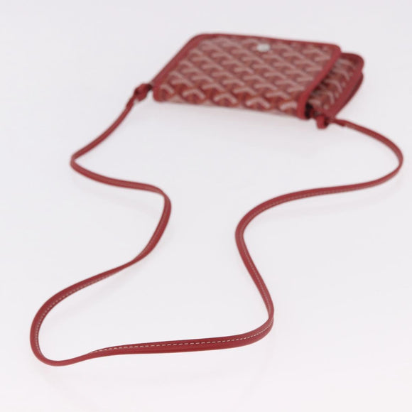 GOYARD Herringbone Shoulder Bag PVC Red Silver Auth SW2347SM
