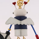 PRADA Robot Key Holder Metal Leather White Navy 2TR034 Auth SW2350V-12