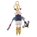 PRADA Robot Key Holder Metal Leather White Navy 2TR034 Auth SW2350V-2