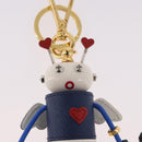 PRADA Robot Key Holder Metal Leather White Navy 2TR034 Auth SW2350V-6