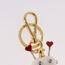 PRADA Robot Key Holder Metal Leather White Navy 2TR034 Auth SW2350V-7