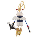 PRADA Robot Key Holder Metal Leather White Navy 2TR034 Auth SW2350V-8