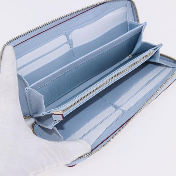 GUCCI Yuko Higuchi Zip Around Wallet Japan Leather Blue 847918 Auth SW2354SM