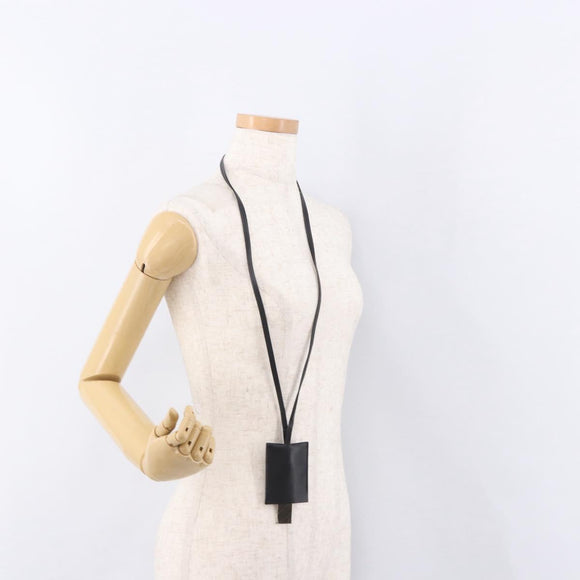 GUCCI Clochette Necklace Leather Black Auth SW2359V