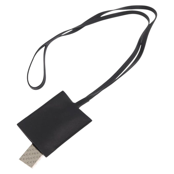GUCCI Clochette Necklace Leather Black Auth SW2359V