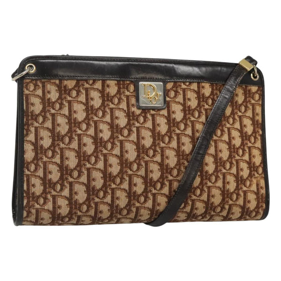 Christian Dior Trotter Canvas Shoulder Bag Brown Auth sw236
