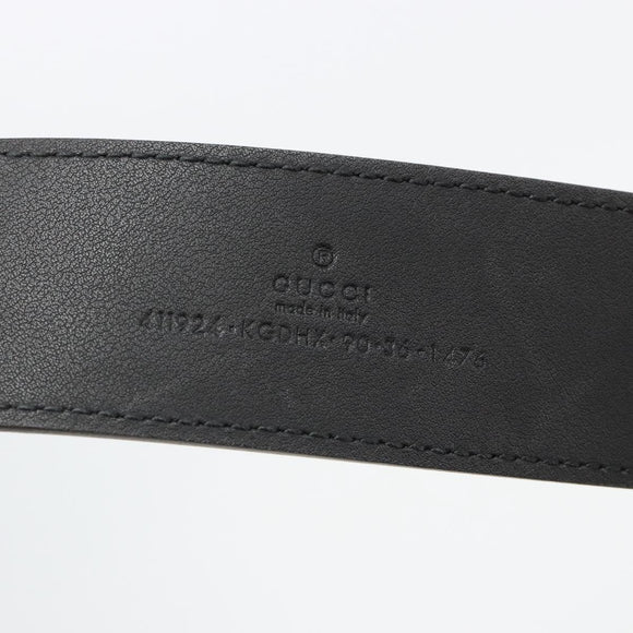 GUCCI GG Supreme Belt PVC 39.4"" Black Silver 411924 Auth SW2361M
