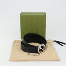 GUCCI GG Supreme Belt PVC 39.4"" Black Silver 411924 Auth SW2361M-12