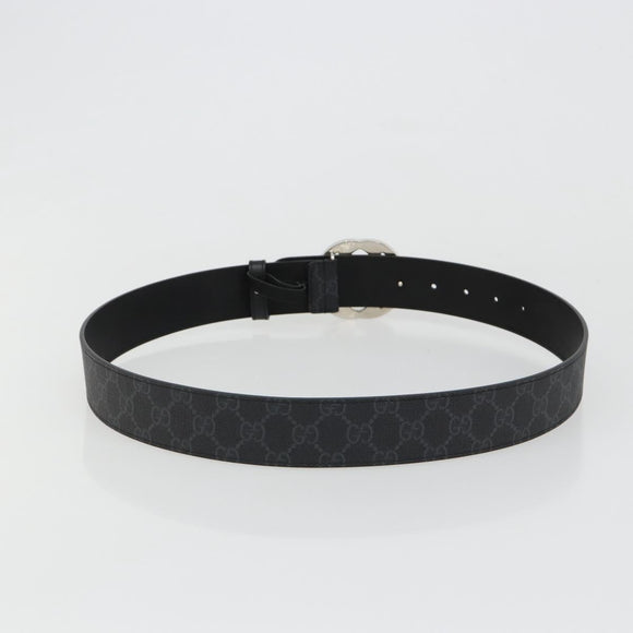 GUCCI GG Supreme Belt PVC 39.4"" Black Silver 411924 Auth SW2361M
