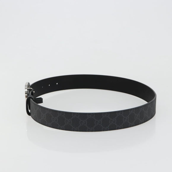 GUCCI GG Supreme Belt PVC 39.4"" Black Silver 411924 Auth SW2361M