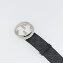 GUCCI GG Supreme Belt PVC 39.4"" Black Silver 411924 Auth SW2361M-6