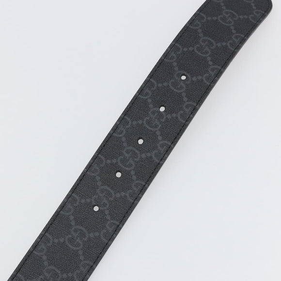 GUCCI GG Supreme Belt PVC 39.4"" Black Silver 411924 Auth SW2361M