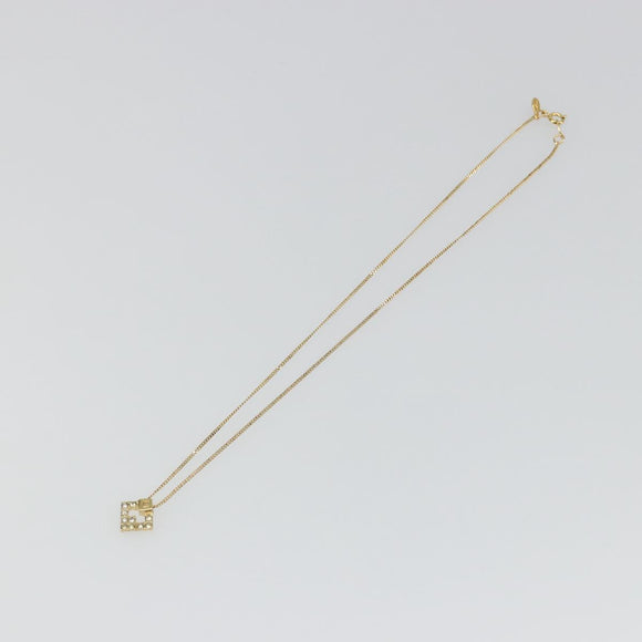 GIVENCHY Rhinestone Necklace metal Gold Auth SW2366