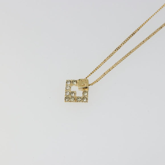 GIVENCHY Rhinestone Necklace metal Gold Auth SW2366