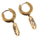 FENDI Aurochre Rhinestones Pierce Earring metal Gold Auth SW2373V-1