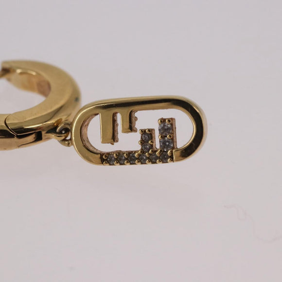 FENDI Aurochre Rhinestones Pierce Earring metal Gold Auth SW2373V