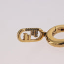 FENDI Aurochre Rhinestones Pierce Earring metal Gold Auth SW2373V-13