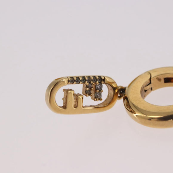 FENDI Aurochre Rhinestones Pierce Earring metal Gold Auth SW2373V