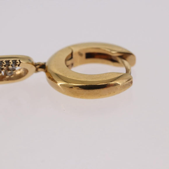 FENDI Aurochre Rhinestones Pierce Earring metal Gold Auth SW2373V