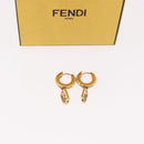 FENDI Aurochre Rhinestones Pierce Earring metal Gold Auth SW2373V-18