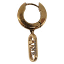 FENDI Aurochre Rhinestones Pierce Earring metal Gold Auth SW2373V-3