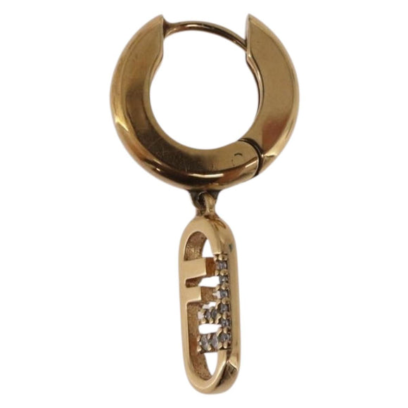 FENDI Aurochre Rhinestones Pierce Earring metal Gold Auth SW2373V