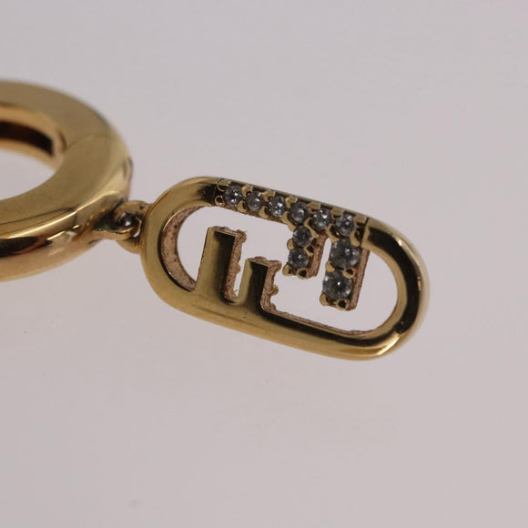 FENDI Aurochre Rhinestones Pierce Earring metal Gold Auth SW2373V